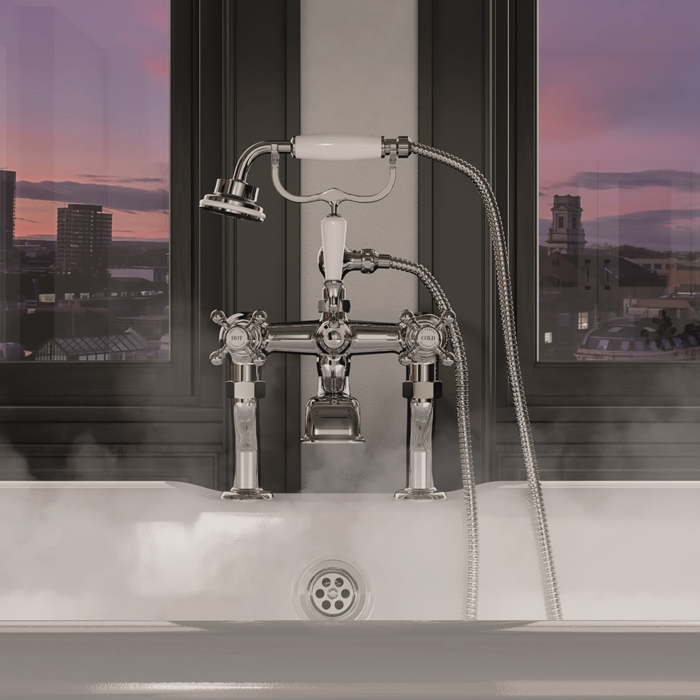 Imperial Lichfield Chrome Deck Mounted Bath Shower Mixer - Lifestyle